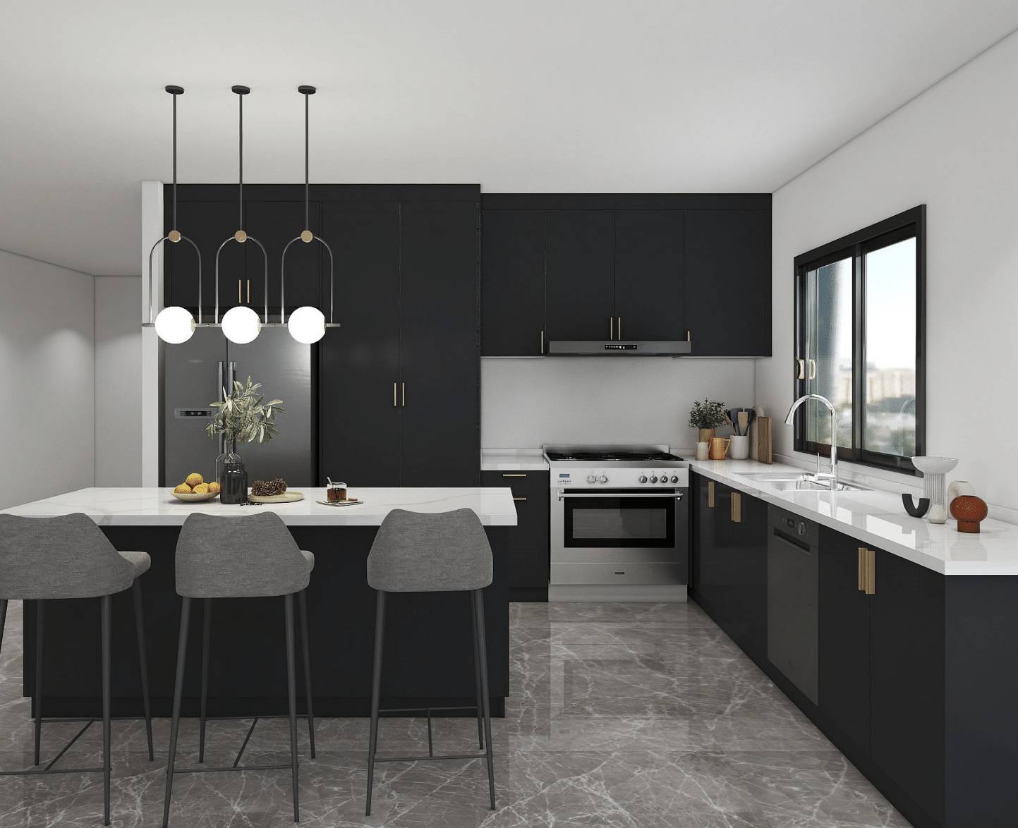 Bright kitchen with a generous island